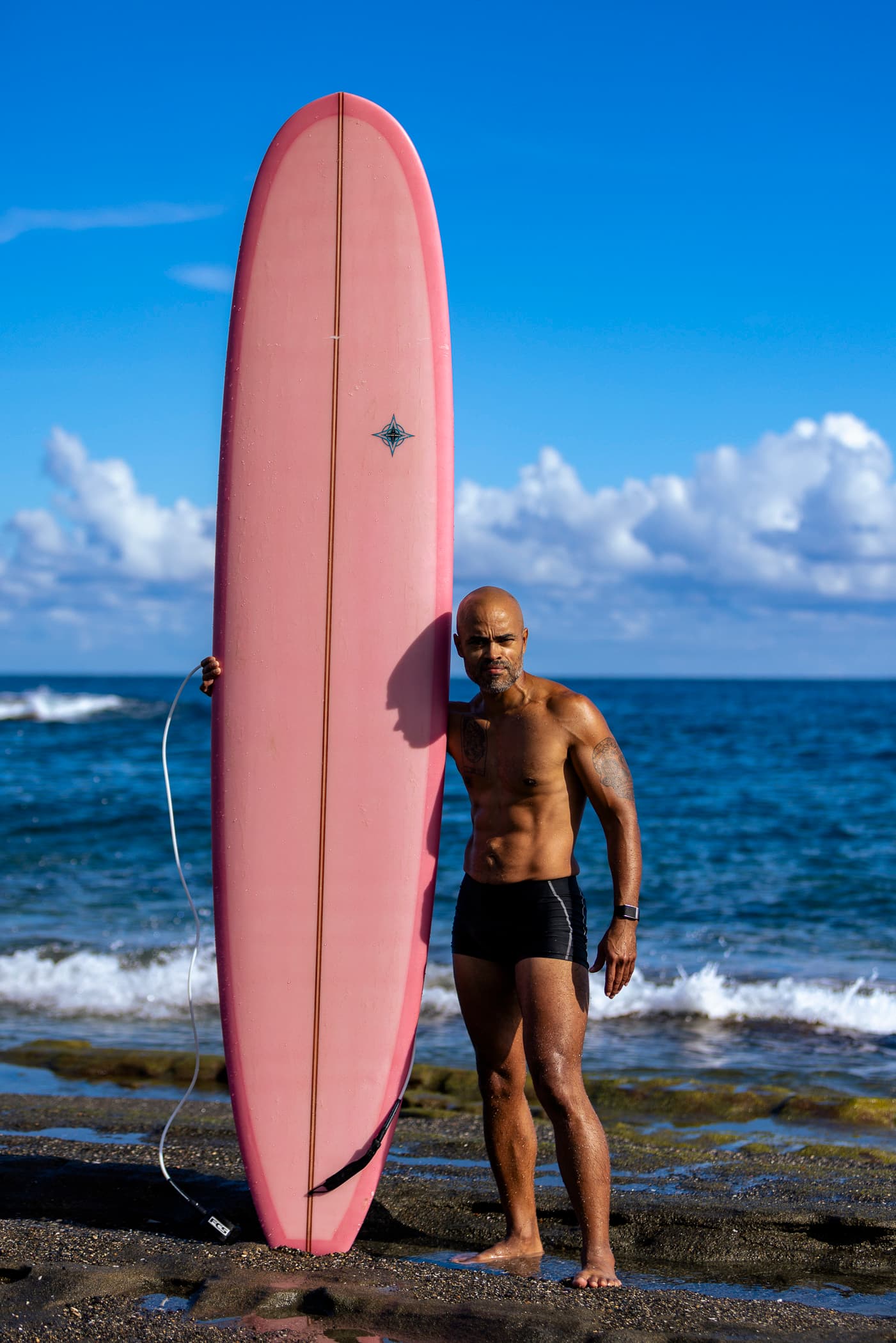 Surfboard portrait on the beach