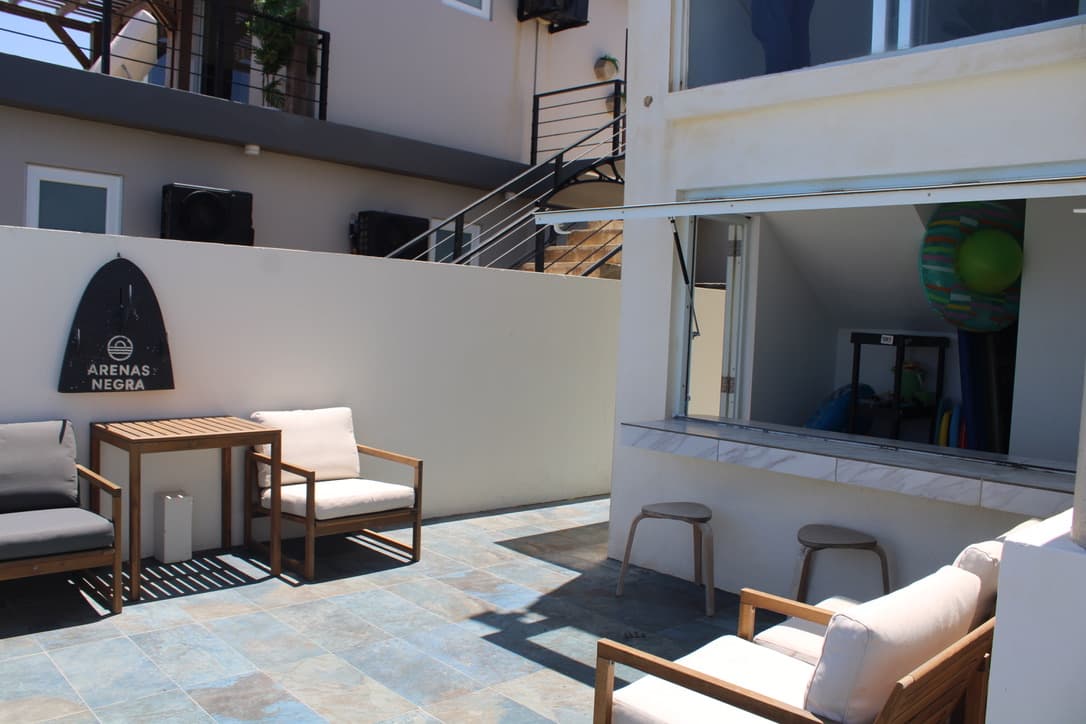 Poolside lounge and serving window